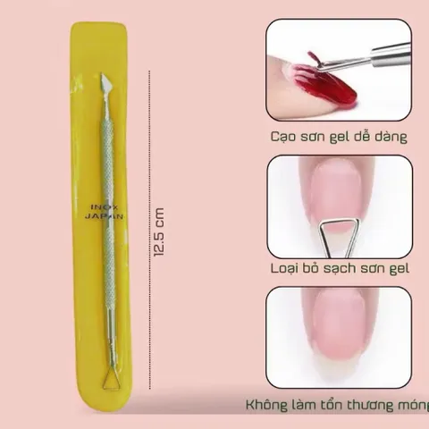Cây Đẩy Da Chết - Cạo Gel Hai Đầu Chất Liệu Inox Không Gỉ Cực Bền Tiện Ích Ngành Nails
