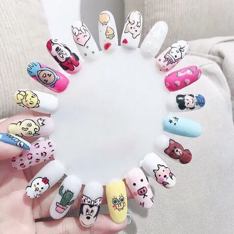 Móng que mẫu phom vuông nhọn tập sơn vẽ móng chuyên dụng set 50 que đủ 2 màu trong đục