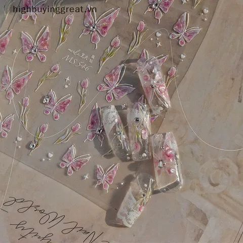 Sticker hình dán nail bươm lụa 5D siêu đẹp HOT