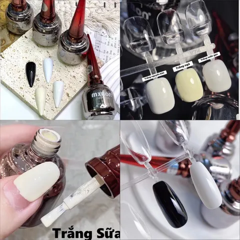 Sơn gel Mxbon lẻ màu Đen - Trắng - Gạo - Sữa cơ bản chất siêu đặc đẹp CHÍNH HÃNG