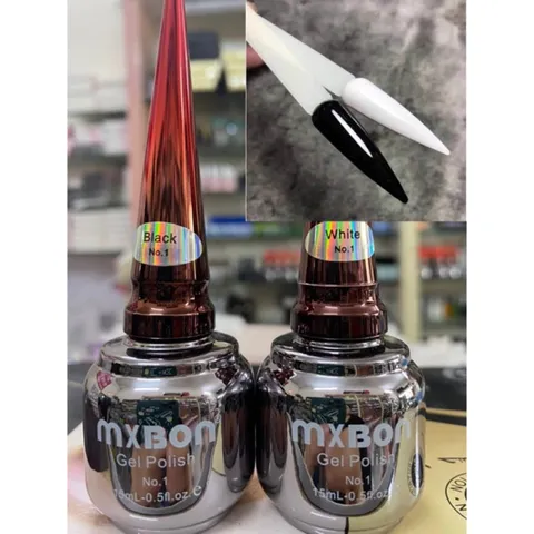 Sơn gel Mxbon lẻ màu Đen - Trắng - Gạo - Sữa cơ bản chất siêu đặc đẹp CHÍNH HÃNG