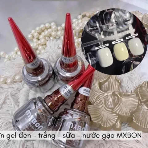 Sơn gel Mxbon lẻ màu Đen - Trắng - Gạo - Sữa cơ bản chất siêu đặc đẹp CHÍNH HÃNG