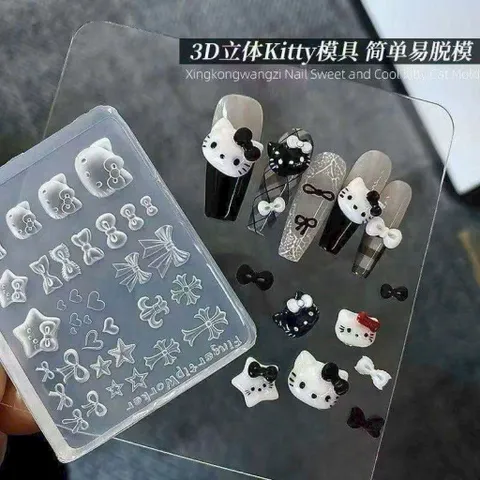 Khuôn silicon Hello Kitty tạo hình charm nail siêu HOT
