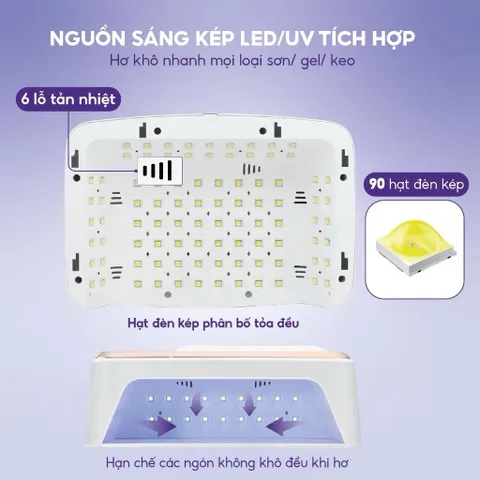 Máy Hơ Gel SUN MATE-60 T10 Cao Cấp Công Suất 380W - 90 đèn LED/UV Hơ Siêu Khoẻ ( Chính Hãng Bảo Hành )