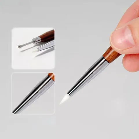 Cọ nặn gel Silicon cán gỗ hai đầu cao cấp - Dụng cụ nặn gel , hoa nổi tiện lợi cán gỗ chắc chắn dễ cầm ( Mẫu mới )