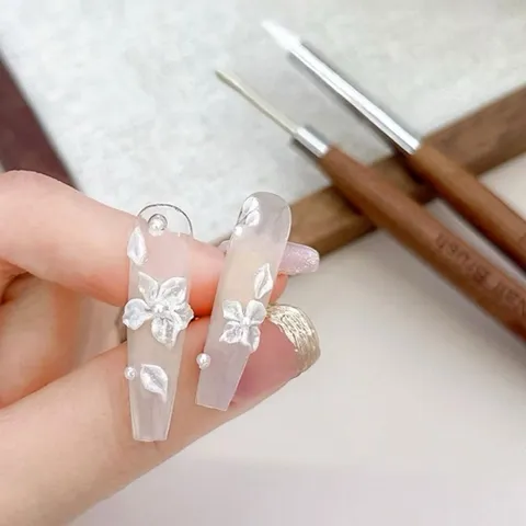Cọ nặn gel Silicon cán gỗ hai đầu cao cấp - Dụng cụ nặn gel , hoa nổi tiện lợi cán gỗ chắc chắn dễ cầm ( Mẫu mới )