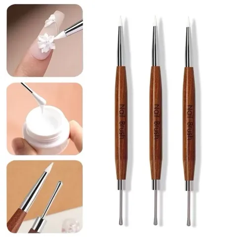 Cọ nặn gel Silicon cán gỗ hai đầu cao cấp - Dụng cụ nặn gel , hoa nổi tiện lợi cán gỗ chắc chắn dễ cầm ( Mẫu mới )