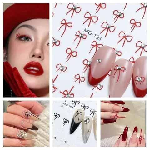 Sticker hình dán nổi 5D trang trí móng mẫu nơ đính đá siêu xinh (HOT)