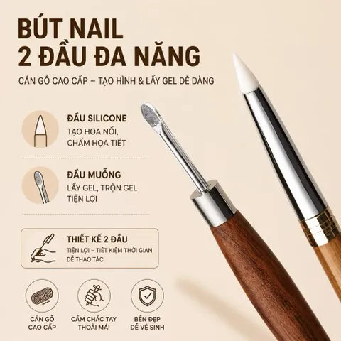 Cọ Nặn Gel Cán Gỗ Hai Đầu - Cọ Nặn Gel Nổi Tiện Ích Ngành Nail Chính Hãng  [ TÚ ANH NAIL ]