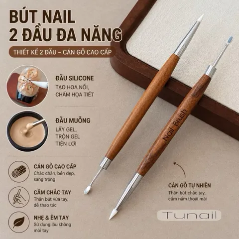 Cọ Nặn Gel Cán Gỗ Hai Đầu - Cọ Nặn Gel Nổi Tiện Ích Ngành Nail Chính Hãng  [ TÚ ANH NAIL ]