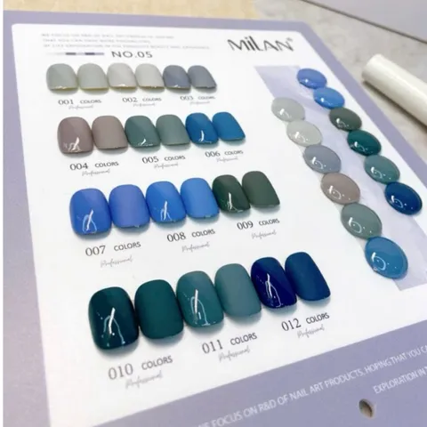 Set sơn gel Milan 12 màu xanh lục lam chất siêu đặc đẹp HO.T ( Tặng kèm bảng màu )