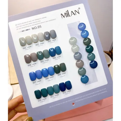 Set sơn gel Milan 12 màu xanh lục lam chất siêu đặc đẹp HO.T ( Tặng kèm bảng màu )