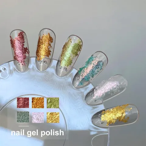 Nhũ khổng tước nén khay 6 màu design Nail siêu đẹp