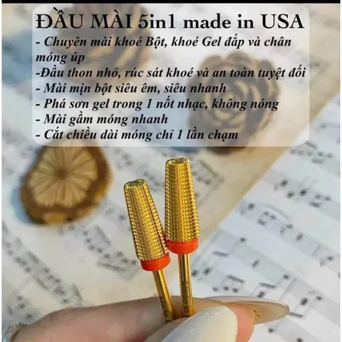 Đầu mài móng Titan mạ vàng USA siêu bén bền - mài siêu êm thiết kế bo đầu không phạm da - Không nóng rát HÀNG CHUẨN