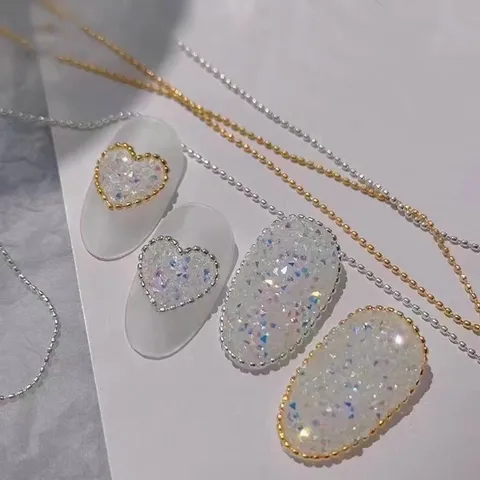Dây bi trắng vàng đính trang trí nail đa dạng siêu Hot