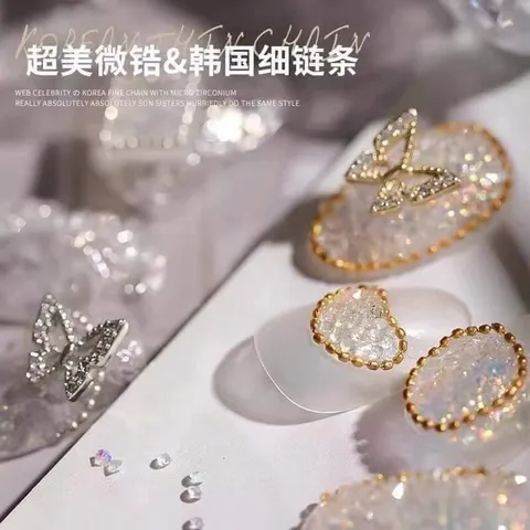 Dây bi trắng vàng đính trang trí nail đa dạng siêu Hot