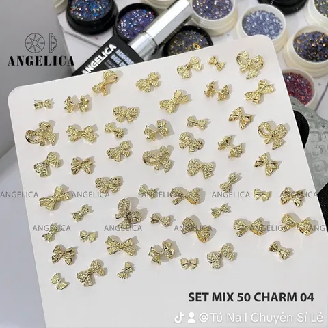 Set 50 cham kim loại Angel cao cấp mix đủ mẫu đính móng siêu đẹp
