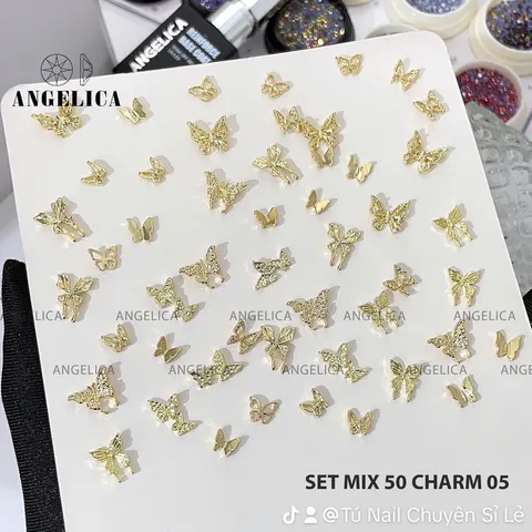 Set 50 cham kim loại Angel cao cấp mix đủ mẫu đính móng siêu đẹp