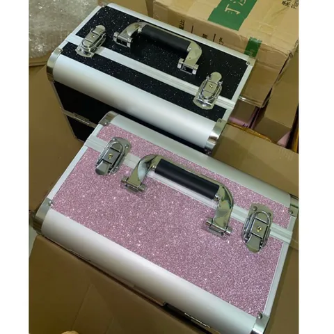 Cốp nhôm 2 tầng màu nhũ flash siêu sáng đẹp đựng đồ nail mi trang điểm siêu sang xịn