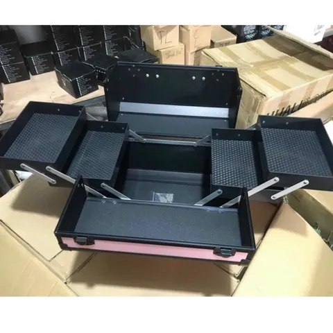 Cốp nhôm 2 tầng màu nhũ flash siêu sáng đẹp đựng đồ nail mi trang điểm siêu sang xịn