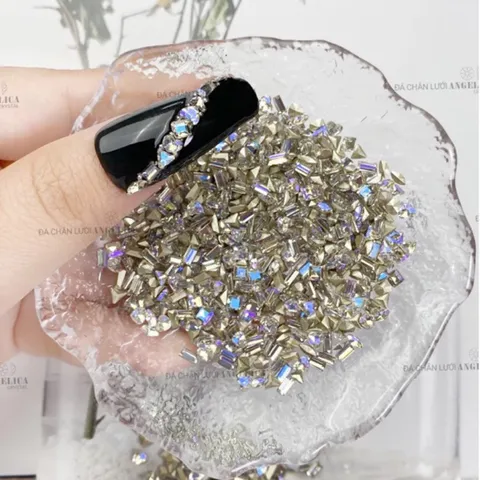 Đá khối super mini Angel đính đá chạy viền móng siêu sáng đẹp cao cấp đủ màu set 100v TÚ NAIL