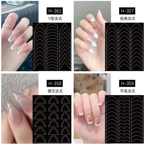 Sticker hình dán tạo fench dặm ombre nail nhiều kiểu mẫu mới siêu Hot