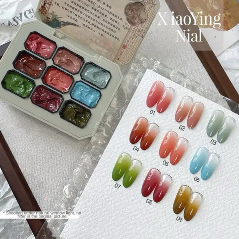 Khay gel dặm Ombre  - Gel vẽ , dặm ombre 9 màu cơ bản đa năng đủ tông HOT nhất ( Hàng chuẩn )