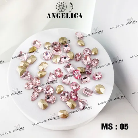 Đá khối chân lồi Angelica cao cấp đính móng siêu sáng đẹp không bong chân keo đính móng cực bền set 100v