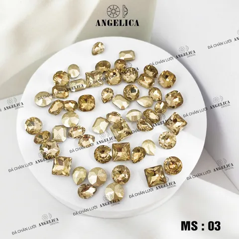 Đá khối chân lồi Angelica cao cấp đính móng siêu sáng đẹp không bong chân keo đính móng cực bền set 100v