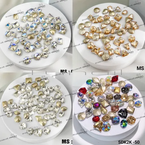 Đá khối chân lồi Angelica cao cấp đính móng siêu sáng đẹp không bong chân keo đính móng cực bền set 100v