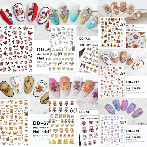 Sticker hình dán Nail mẫu hoạt hình thú trang trí dán móng siêu siêu HOT