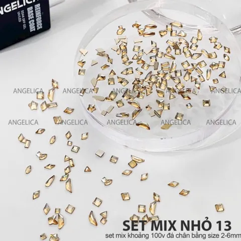 Đá khối chân bằng mini cao cấp Angelica size nhỏ đính móng siêu sáng bền set 100 viên đủ màu HOT