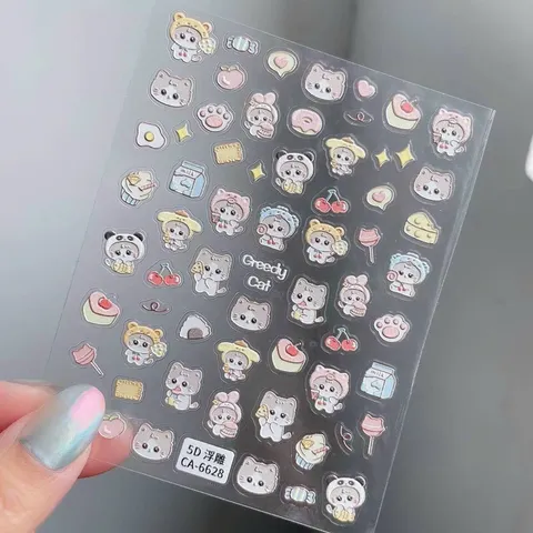 Sticker hình dán Nail mẫu hoạt hình thú trang trí dán móng siêu siêu HOT