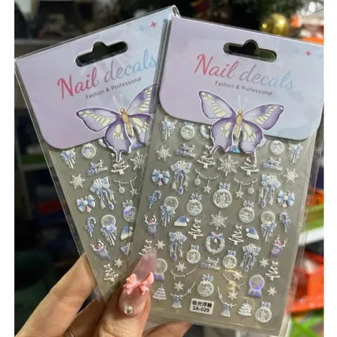 [ Mẫu mới về ] Sticker lụa 5D Hình dán Noen Giáng Sinh hoạ tiết nổi trang trí móng mẫu mới nhất cực HOT XU HƯỚNG NAIL