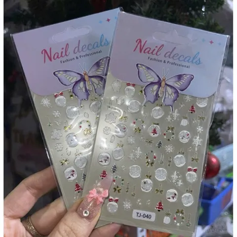 [ Mẫu mới về ] Sticker lụa 5D Hình dán Noen Giáng Sinh hoạ tiết nổi trang trí móng mẫu mới nhất cực HOT XU HƯỚNG NAIL