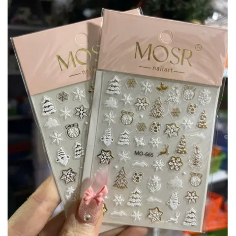 [ Mẫu mới về ] Sticker lụa 5D Hình dán Noen Giáng Sinh hoạ tiết nổi trang trí móng mẫu mới nhất cực HOT XU HƯỚNG NAIL