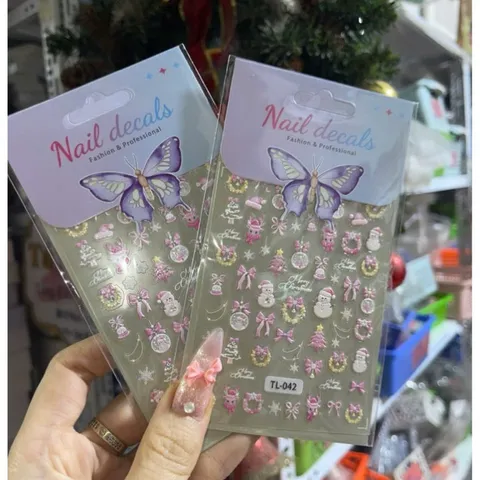[ Mẫu mới về ] Sticker lụa 5D Hình dán Noen Giáng Sinh hoạ tiết nổi trang trí móng mẫu mới nhất cực HOT XU HƯỚNG NAIL