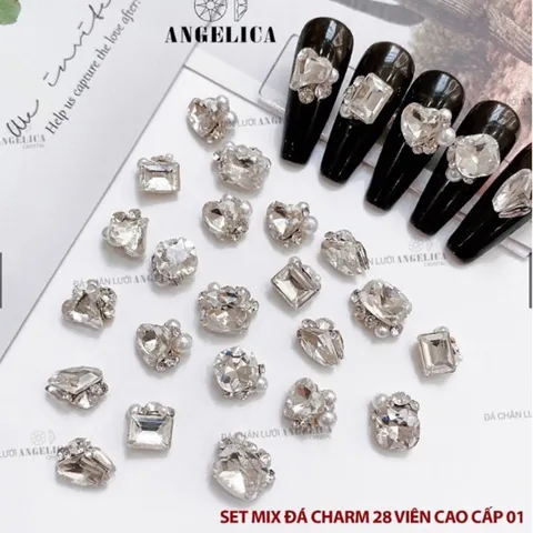 Set đá khối chùm Angel cao cấp mix sẵn siêu sáng đẹp đính móng cực tiện lợi cho chị em ngành