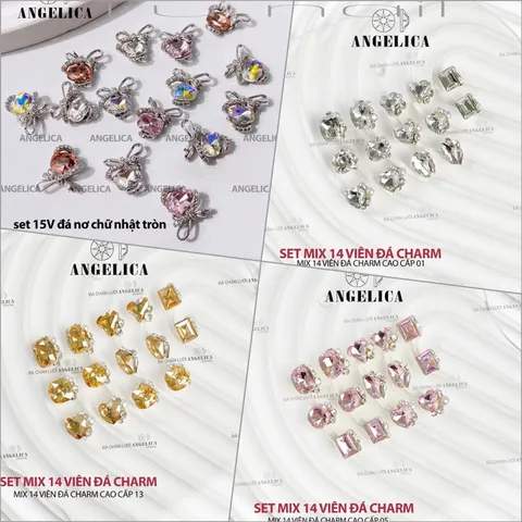 Set đá khối chùm Angel cao cấp mix sẵn siêu sáng đẹp đính móng cực tiện lợi cho chị em ngành