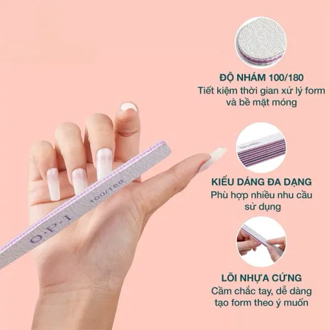 ( Giá sỉ ) Bịch 25 dũa dày OPI 2 mặt 100/180 đủ phom chuyên dụng làm móng chuẩn Loại 1 siêu cứng bền Ngành Nail