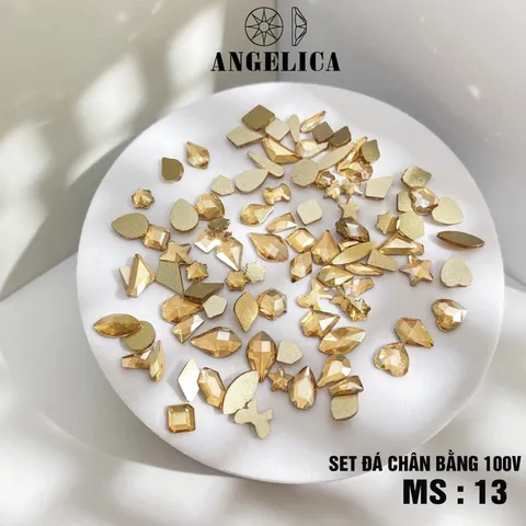 Đá khối chân bằng cao cấp Angel đính móng siêu sáng bền set 100 viên đủ màu HOT