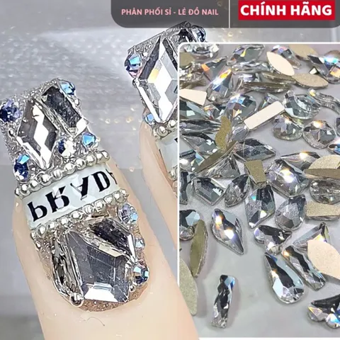 Đá khối chân bằng cao cấp Angel đính móng siêu sáng bền set 100 viên đủ màu HOT