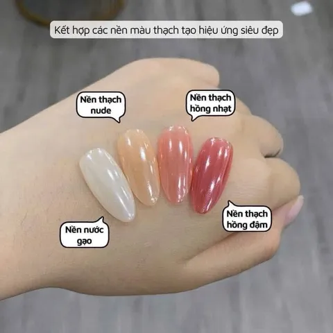 Tráng gương cực quang trong hiệu ứng siêu bóng loáng tạo kiểu tráng gương nail cực HOT