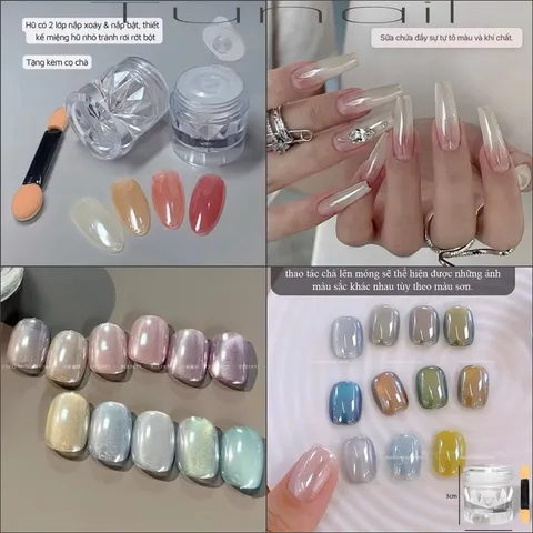 Tráng gương cực quang trong hiệu ứng siêu bóng loáng tạo kiểu tráng gương nail cực HOT