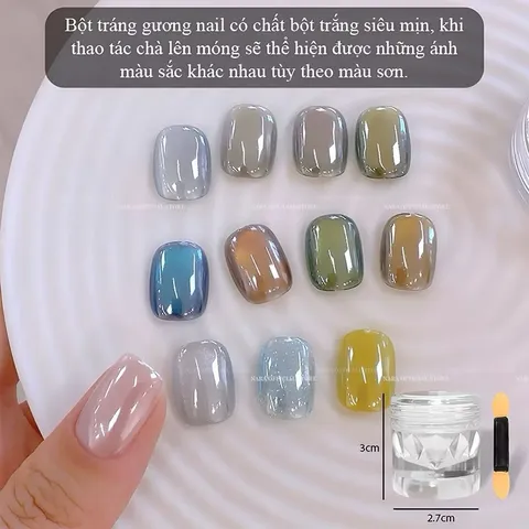 Tráng gương cực quang trong hiệu ứng siêu bóng loáng tạo kiểu tráng gương nail cực HOT
