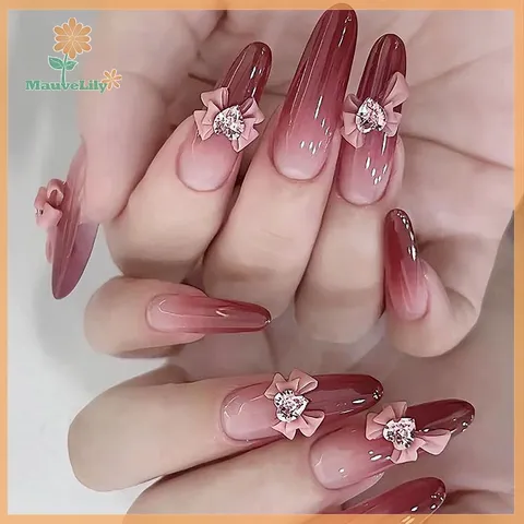 Set set nơ đá đính móng mẫu mới siêu đẹp
