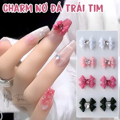 Set set nơ đá đính móng mẫu mới siêu đẹp