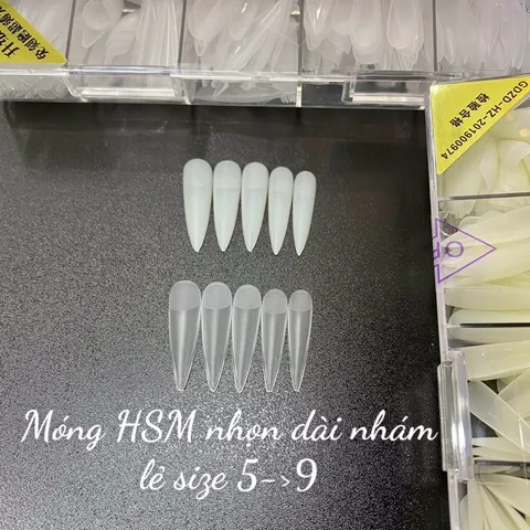 Móng úp vuông HSM lẻ size chuẩn phom nhám sẵn siêu dẻo ôm phom