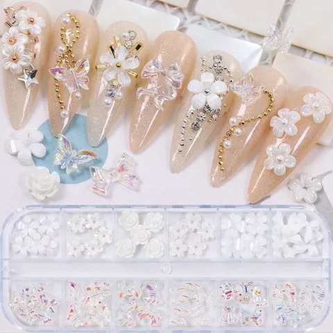 Khay cham nơ mix nhiều mẫu đính móng làm nailbox siêu đẹp