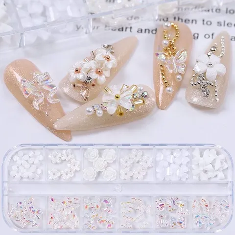 Khay cham nơ mix nhiều mẫu đính móng làm nailbox siêu đẹp
